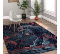 Alfombras área león para guardería Alfombra Dibujos Animados Bosque Tropical Cuento Hadas Alfombra Grande Antideslizante Pelo bajo para Dormitorio Cocina Lavandería 180x240cm