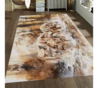 Alfombras área Lobo Animal Acuarela Vida Silvestre vívida Caminando sobre el Arroyo Alfombra marrón Antideslizante Lavable Alfombra Piso Suave para Dormitorio 120x240cm