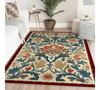 Alfombras Art 90x150cm Nouveau Para estética de salón y dormitorio tapete retro lavables a máquina Patrones de hojas de flores Amplia cubierta suave de pelo bajo con felpudo antideslizante comedor