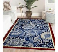 Alfombras azules blancas sala estar Tapete cocina patrón flores peonía Antideslizantes lavables Felpudo floral creativa moderna Esterilla esponjosa resistente a dormitorio Alfombrilla 120x150cm
