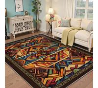 Alfombras Bohemias del Suroeste Tribal Geometric Diamonds Máquina de alfombras Lavable Suave Ultra Fina de Pelo bajo para Dormitorio, Comedor, salón Plegable 80x150cm