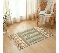 Alfombras bohemias para sala de estar, 60 x 90 cm, pequeñas alfombras tejidas de algodón con borlas, alfombra bohemia vintage de granja, alfombra lavable para cocina, dormitorio, lavandería, entrada