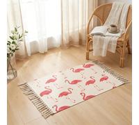 Alfombras bohemias para sala de estar, 60 x 90 cm, pequeñas alfombras tejidas de algodón con borlas, alfombra bohemia vintage de granja, alfombra lavable para cocina, dormitorio, lavandería, entrada