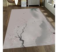 Alfombras China Oriental japonés Ukiyo-e Cerezo Sakura botánica Floral Lavable Antideslizante Anti Manchas Alfombra Dormitorio tapete 160x230cm