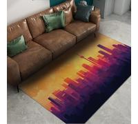 Alfombras Ciudad Abstracta Silueta Edificios Luminosos Lavable Alfombra Franela Pelo Corto Antideslizante tapete Decorativo Cuarto Gamer Oficina 200x250cm