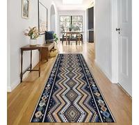 Alfombras Corredoras para Pasillo Extra Larga Azul Marrón Blanco Alfombra Antidesgarro Fondo Antideslizante Salón Pasaje Recámara de Vestido Mato Piso(120 * 350cm)