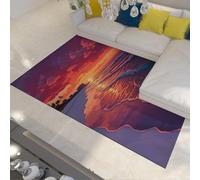 Alfombras costeras al Atardecer Olas de Playa de ensueño Moqueta para Oficina bajo la Mesa Felpuda Japonesa romántica Decoración del hogar Alfombra Antideslizante Lavable de Pelo bajo 180x300cm