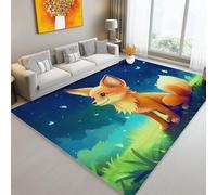 Alfombras cuadradas para Sala de Estar, 100 x 150 cm Alfombra pequeña para Interiores, Lindo Cielo Estrellado Zorro Tema alfombras Lavables para decoración de Interiores y oficinas, Vistoso