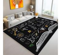 Alfombras cuadradas para Sala de Estar, 180 x 240 cm Alfombra pequeña para Interiores, Simple Ciencia Runas Libros de Garabatos Tema alfombras Lavables para decoración de Interiores y oficinas