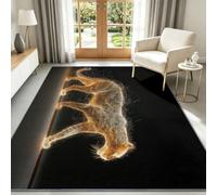 Alfombras de animales Cougar para dormitorio, 120 x 170 cm, alfombras para sala de estar, alfombra digital de partículas lavables para interiores, alfombra antideslizante y de pelo bajo para sala de