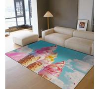Alfombras de área Boho 200x300cm Bolas de Helado Conos Impresión Alfombras Frontales para decoración de habitación de niña de guardería Alfombra Lavable Antideslizante para guardería