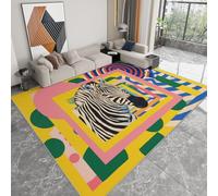 Alfombras de área Cebra Cuadrada Geométrica Abstracta 160 x 230 cm Antideslizante Lavable Alfombra de área, Moqueta de Salón Modernas Pelo Corto Amarillo, para Interior y decoración del hogar