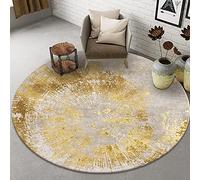 Alfombras de área contemporánea Alfombra redonda para sala de estar Dormitorio o cocina, amarillo / gris - 80 cm 100 cm 120 cm 140 cm 160 cm 180 cm 200 cm Mapa de tocador ( Size : Diámetro 140cm )