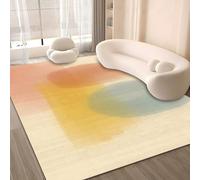 Alfombras de área de 110 x 190 cm, pelo corto suave, antideslizante, lavable a máquina, modernas alfombras abstractas para siempre, dormitorio y cocina, simple, colorido, rojo y beige