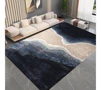 Alfombras de área de 120 x 160 cm, pelo corto suave, antideslizante, lavable a máquina, modernas alfombras abstractas para siempre, dormitorio y cocina, de lujo, azul oscuro, beige