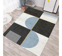 Alfombras de área de 120 x 170 cm, pelo corto suave, antideslizante, lavable a máquina, alfombras geométricas modernas para siempre, dormitorio y cocina, color negro, verde azulado, beige