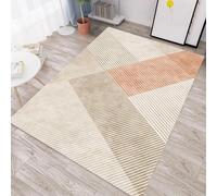 Alfombras de área de 120 x 170 cm, pelo corto suave, antideslizante, lavable a máquina, alfombras geométricas modernas para siempre, dormitorio y cocina, color marrón melocotón, beige