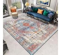 Alfombras de área de 160 x 230 cm, suaves, de pelo corto, antideslizantes, lavables a máquina, para siempre, dormitorio y cocina, estampado floral geométrico envejecido vintage en varios colores, azul