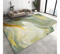 Alfombras de área de Estilo Pastoral de mármol Verde Amarillo, alfombras de área de impresión en Papel de Aluminio de Oro Geo de geometría, alfombras, aplicables en el Dormitorio del salón (80x150cm)