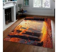 Alfombras de área Estilo Cuento de Hadas 80 x 150 cm Otoño Luz Solar Hojas de Bosque Patrón Alfombra de Pelo bajo Lavable para Sala de Estar Dormitorio Cocina Entrada