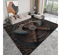 Alfombras de área Logotipo De Tomahawk Estilo Keitel 160 x 230 cm Antideslizante lavable Alfombra de área, Moqueta de Salón Modernas Pelo Corto Marrón Café, para interior y decoración del hogar
