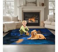 Alfombras de área Paisaje Ciudad Antigua Gótica De Fantasía 60 x 90 cm Antideslizante lavable Alfombra de área, Moqueta de Salón Modernas Pelo Corto Azul Marino, para interior y decoración del hogar