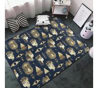 Alfombras de área para decoración de sala de estar, alfombras lavables antideslizantes de 3 x 5 pies, alfombra suave retro con estampado de elementos exóticos para dormitorio, sala de estar, comedor