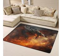 Alfombras de área para decoración de sala de estar, alfombras lavables suaves y ardientes del dragón del caos, para dormitorio, sala de estar, 63 x 48 pulgadas