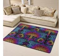 Alfombras de área para decoración de sala de estar, alfombras suaves con diseño de mandalas indias y libélulas, lavables para dormitorio, sala de estar, 63 x 48 pulgadas
