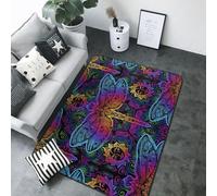 Alfombras de área para decoración de sala de estar, alfombras suaves de diseño de mandalas indias y libélulas, lavables de 5 x 7 pulgadas, para dormitorio, sala de estar, 80 x 58 pulgadas