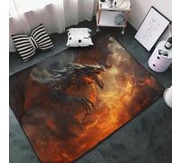 Alfombras de área para decoración de sala de estar, diseño de dragón ardiente del caos, alfombras lavables de 3 x 5 para dormitorio, alfombra suave para interiores para dormitorio, sala de estar, 60 x