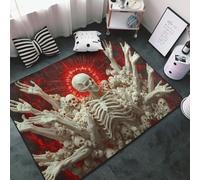Alfombras de área para decoración de sala de estar, diseño de esqueletos ascendentes con sol rojo, antideslizantes, lavables de 3 x 5 para dormitorio, alfombra suave para interiores para dormitorio