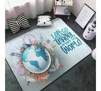 Alfombras de área para decoración de sala de estar - Let's Go Travel Around The World Alfombras antideslizantes lavables de 3 x 5 para dormitorio, alfombra interior suave para dormitorio, sala de