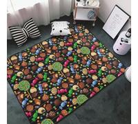 Alfombras de área para decoración de sala de estar - Lollipop Candy Chocolate Bean Print antideslizante, alfombras lavables de 3 x 5 para dormitorio, alfombra interior suave para dormitorio, sala de