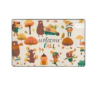 Alfombras de área para decoración de sala de estar, otoño en el bosque, bienvenida, antideslizante, lavable, de 3 x 5 pies, para dormitorio, sala de estar, 60 x 39 pulgadas