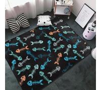 Alfombras de área para sala de estar y dormitorio, diseño de esqueleto de peces, suaves, lavables de 3 x 5 pies, alfombra antideslizante, alfombra de piso para interiores, decoración estética de