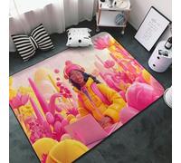Alfombras de área para sala de estar y dormitorio, diseño de paisaje rosa nómada digital, suave, lavable, de 3 x 5 pies, antideslizante, para interiores, decoración de dormitorio, estética