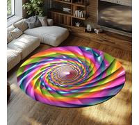 Alfombras de área redondas con remolino colorido Alfombra de pelo bajo con patrón de espiral de caramelo antideslizante lavable para sala de estar Sala de juegos Sala de juegos Decor del hogar 100cm