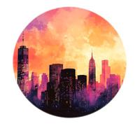 Alfombras de área redondas de bajo nivel de puesta de sol de la ciudad moderna 5'Round - Alfombra de círculo lavable por el cielo para el dormitorio decor del hogar Sofá de la sala de estudio