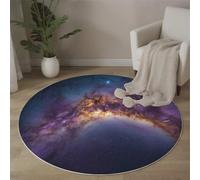 Alfombras De Área Redondas,Tapete Antideslizante, Azul Nebulosas Del Cielo Nocturno Universo De La Ciencia Ficción Para Salón Sofá Mesa Café Estudio Comedor Dormitorio Oficina Decoración, 100Cm