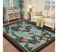 Alfombras de área Verde Bosque Alfombra Lavable Pelo bajo para Dormitorio salón Comedor Antideslizantes Plegables Estampado Fino Oficina Planta Fresca Arte clásico Entrada 120x180