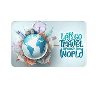 Alfombras de baño antideslizantes y lavables, tapetes de cocina para piso, alfombras de entrada para interiores, vamos a viajar por el mundo, alfombras de puerta de baño con respaldo de goma, 20 x