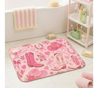 Alfombras de baño con diseño de botas vaqueras, sombreros juguetones de fantasía, corazones, verano, melocotón, dormitorio, alfombra de baño esencial para ducha, suelo, inodoro, decoración de 20 x 32