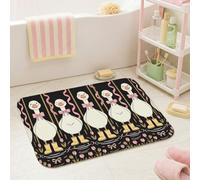 Alfombras de baño con diseño de gansos, botas de moños juguetones, primavera, color negro, para dormitorio, baño, bañera, ducha, decoración de 40,6 x 60,9 cm