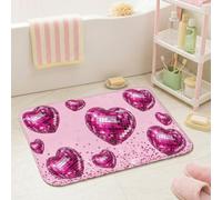 Alfombras de baño con forma de corazón, divertida y moderna bola de discoteca con burbujas para el día de San Valentín, melocotón, dormitorio universitario, tapete esencial para baño, decoración de