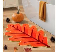 Alfombras de baño de cachemira de imitación de hojas de otoño, suave y absorbente, para decoración del hogar de Acción de Gracias, Halloween (naranja, 40 x 60 cm)