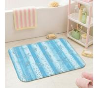 Alfombras de baño de conchas, náuticas y juguetonas con gotas de agua, diseño de estrellas de mar, color azul, para dormitorio, baño, ducha, suelo, decoración de inodoro, 16 x 24 pulgadas