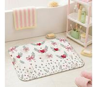Alfombras de baño de corazones, lazos románticos y juguetones, flores, San Valentín, melocotón, dormitorio universitario, tapete de ducha para ducha, decoración de inodoro, 20 x 32 pulgadas