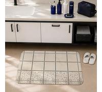 Alfombras de baño de cuadrícula, modernas y contemporáneas, líneas de burbujas, color beige, para dormitorio universitario, tapete esencial para baño, decoración de suelo, 20 x 32 pulgadas