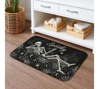 Alfombras de baño de esqueleto, diseño de hamaca, estrellas de Halloween, antideslizante, lavable, estética, para decoración de ducha, suelo, inodoro, 16 x 24 pulgadas
